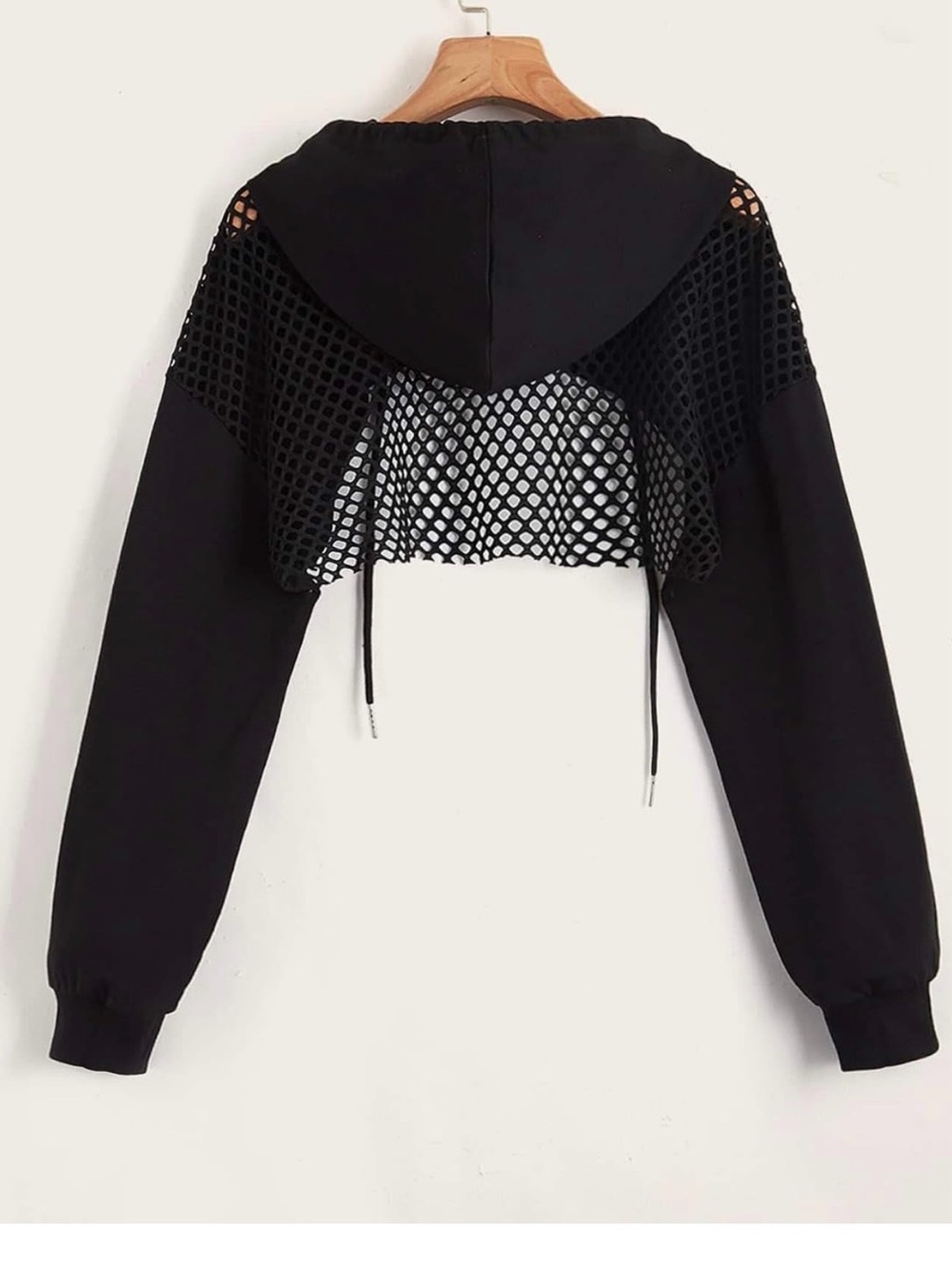 Women’s Black Mesh-Back Hooded Top